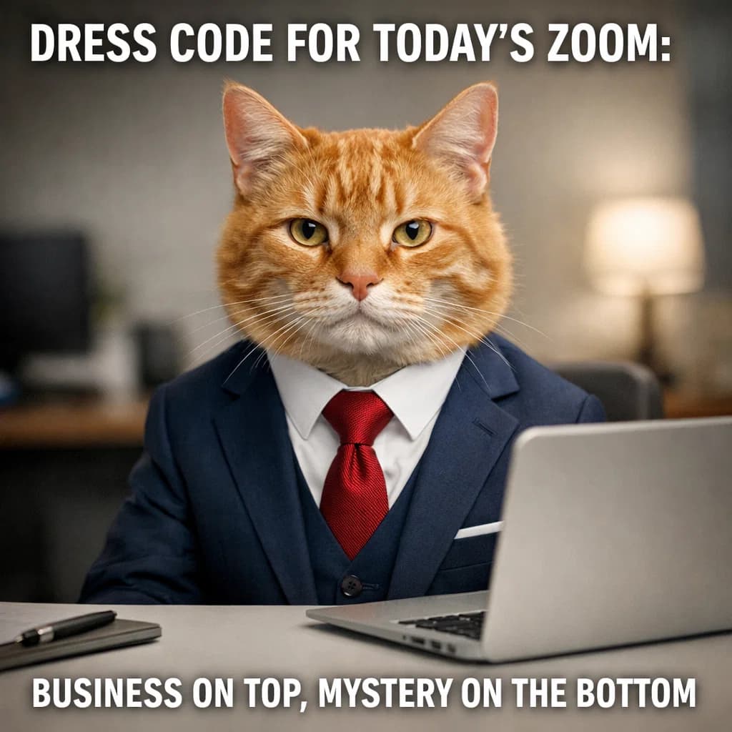 Cat in business suit - dress code for today's zoom