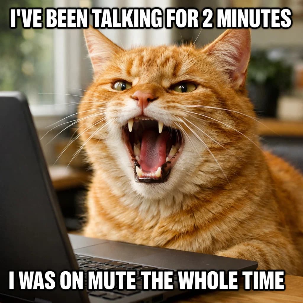 Cat meowing - I've been talking for 2 minutes on mute